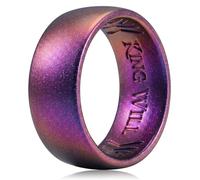 King Will Men's Silicone Wedding Band - 1.8mm Ultra Thin Ring with Starry Sky Purple Metallic Shimmer | Comfort Grip Inner Design | Hypoallergenic Rubber Ring for Gym, Work, Travel Size T 1/2 (10)