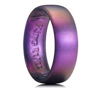 King Will Men's Silicone Wedding Band - 1.8mm Ultra Thin Ring with Starry Sky Purple Metallic Shimmer | Comfort Grip Inner Design | Hypoallergenic Rubber Ring for Gym, Work, Travel Size P 1/2 (8)