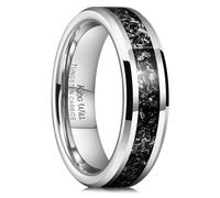 King Will Mens Tungsten Wedding Bands Meteorite Inlay 6mm 8mm High Polished Engagement Ring for Couples Promise Ring for Women Comfort Fit U 1/2 (10.5)