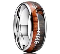 King Will Meteor 6 mm/8 mm Silver Meteorite Tungsten Carbide Wedding Ring for Men - Domed Wedding Ring with Carbon Fibre Inlay, Comfortable Fit, 64.7 (20.6), Tungsten Carbide, No Gemstone