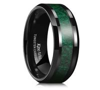 King Will Nature 8 mm Real Wood Tungsten Carbide Ring Highly Polished Wedding Band Comfort Fit, 62.2 (19.8), Tungsten Carbide, No Gemstone