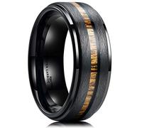 King Will Nature 8mm Black Tungsten Carbide Wedding Band Real Wood Inlay Matte Brushed Finish 13