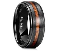 King Will NATURE 8mm Black Wood Titanium Ring Real Wood Inlay Wedding Band Ring for Men Matte Brushed Finish Comfort Fit 8.5