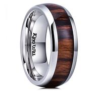 King Will NATURE 8mm Mens Real Wood Inlay Titanium Wedding Ring High Polished Dome Style9
