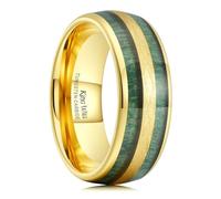 King Will Nature 8mm Mens Wedding Band with Green Wood Inlay Black Tungsten Carbide Domed Wedding Band Size, 67.2 (21.4), Non-precious metal, No Gemstone