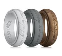 King Will Silicone One Ring for Men, Silicone Magic Power Rings, 3pcs Dark Grey Silver Bronze Silicone Rings Wedding Band for Men and Women Comfort Fit Silicone Wedding Ring, T 1/2(10)
