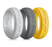 King Will Silicone One Ring for Men, Silicone Magic Power Rings, 3pcs Dark Grey Silver Gold Silicone Rings Wedding Band for Men and Women Comfort Fit Silicone Wedding Ring, V 1/2(11)