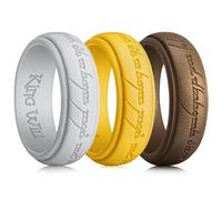 King Will Silicone Ring for Men Lord Rings Magic Power Rings 8mm Wide Breathable Rubber Etched Bronze/Silver/Gold Silicone Rings for Men Women Comfortable Fit Size N to Z, 64.7 (20.6), Silicone, No