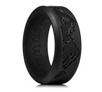 King Will Silicone Rings For Men, Black Rubber Wedding Bands with Unique Mountain Peak Design, 8mm Wide 2.2mm Thick, Comfort Fit, Z+1 (13)