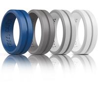 King Will Silicone Rings for Men - Comfortable and Breathable Mens Wedding Bands in Black Blue Gray White - 8mm Wide Rubber Wedding Bands for Men - Perfect for Active Lifestyles 9