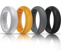 King Will Silicone Rings for Men - Comfortable and Breathable Mens Wedding Bands in Black Gold Silver Gray - 8mm Wide Rubber Wedding Bands for Men - Perfect for Active Lifestyles 7