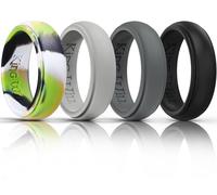 King Will Silicone Rings for Men - Comfortable and Breathable Mens Wedding Bands in Black Gray Camouflage Green - 8mm Wide Rubber Wedding Bands for Men - Perfect for Active Lifestyles 13