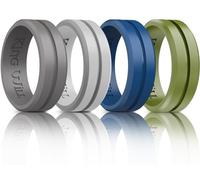 King Will Silicone Rings for Men - Comfortable and Breathable Mens Wedding Bands in Gray Green Blue - 8mm Wide Rubber Wedding Bands for Men - Perfect for Active Lifestyles 7