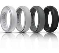King Will Silicone Rings for Men - Comfortable and Breathable Mens Wedding Bands in Silver Gray Black - 8mm Wide Rubber Wedding Bands for Men - Perfect for Active Lifestyles 7