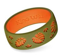 King Will Silicone Rings for Men with Leafs Patterns Rubber Wedding Engagement Bands for Work Gym Sports Comfort Fit 8mm Wide 2.3mm Thick, Olive Green & Orange, R 1/2 (9)