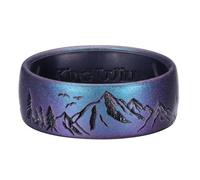 King Will Silicone Rings for Men with Unique Mountain Patterns Design Rubber Wedding Engagement Bands for Work Gym Sports Comfort Fit 8mm Wide 2.3mm Thick, Starry Purple, T 1/2 (10)