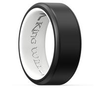 King Will Silicone Rings for Men, Women Rubber Wedding Bands, Unique Pattern, 8mm Wide 2.2mm Thick, Comfort Fit Ring, Black&White, P 1/2(8)