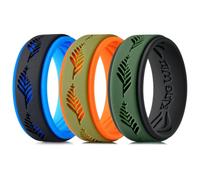 King Will Silicone Wedding Bands Men Rubber Wedding Bands Laser Leaf Pattern 8mm Wide 2.3mm Thick Comfort Fit, Silicone, No Gemstone