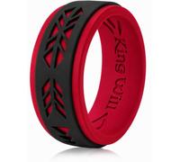 King Will Silicone Wedding Bands Men Rubber Wedding Bands Laser Leaf Pattern 8mm Wide 2.3mm Thick Comfort Fit, Silicone, No Gemstone