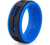 King Will Silicone Wedding Bands Men Rubber Wedding Bands Laser Leaf Pattern 8mm Wide 2.3mm Thick Comfort Fit, Silicone, No Gemstone