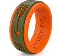 King Will Silicone Wedding Bands Men Rubber Wedding Bands Laser Leaf Pattern 8mm Wide 2.3mm Thick Comfort Fit, Silicone, No Gemstone