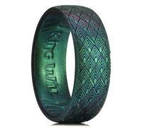 King Will Silicone Wedding Rings For Men, 6.6mm Wide 1.8mm Thick Totem Rubber Wedding Bands, Starlight Green,Breathable Design, Comfort Fit, Z+1 (13)