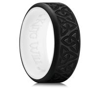 King Will Silicone Wedding Rings For Men, Black & White Rubber Wedding Bands with Celtic Knot Pattern, 8mm Wide 2.2mm Thick, Comfort Fit X 1/2 (12)