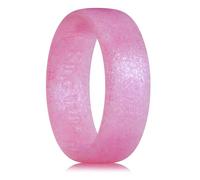 King Will Silicone Wedding Rings For Women & Men, 6.6mm Wide 1.8mm Thick Rubber Wedding Bands, Rose Pink,Breathable Design, Comfort Fit, P 1/2 (8)