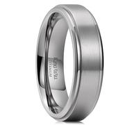 King Will Silver BASIC 6mm Mens Titanium Wedding Ring Brushed Finished Wedding Band Comfort Fit Stepped Edge 8