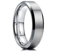King Will Silver Promise 6MM Wedding Band For Men Tungsten Carbide Ring Comfort Fit Beveled Edges 11.5