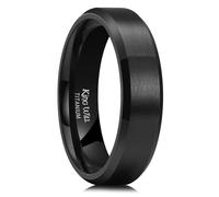 King Will Sliver Gold Black Gunmetal Gery Titanium Wedding Ring for Men Women-6mm Width Wedding Band Matte Finished Engagement Ring Beveled Edge Design Comfort Fit