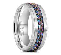 King Will Stainless Steel Spinner Ring for Men & Women - Silver-Rainbow Anxiety Relief Ring with Chain-Link Design, Stress-Free Wedding Band Comfort Fit for Daily Wear Z+3 (14)