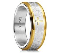 King Will Stainless Steel Spinner Wedding Band for Men-8mm Black Golden Plated Prayer Cross Ring Bible Engraved Wedding Ring for Men Z+1 (13)