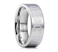 King Will Till Death Men's Stainless Steel Wedding Ring, 8 mm Silver 316L Stainless Steel Wedding Ring for Men Women Polished Corrosion Resistant Till Death Ring Comfortable Fit