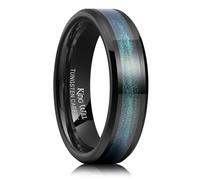 King Will Tungsten Carbide Wedding Band for Men - 8mm Black High Polished Inlay Blue Green Red Sand Sea Desert Star for Everyday Wear Comfort Fit