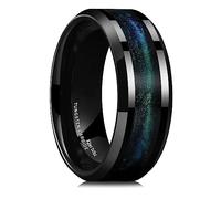 King Will Tungsten Carbide Wedding Band for Men - 8mm Black High Polished Inlay Blue Green Red Sand Sea Desert Star for Everyday Wear Comfort Fit