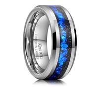 King Will Tungsten Carbide Wedding Band for Men - 8mm Black High Polished Wedding Band with Blue Green Sand Inlay for Everyday Wear Comfort Fit Men Size N to Z, 59.4 (18.9), Tungsten Carbide, No
