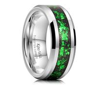 King Will Tungsten Carbide Wedding Band for Men - 8mm Black High Polished Wedding Band with Blue Green Sand Inlay for Everyday Wear Comfort Fit Men Size N to Z, 67.2 (21.4), Non-precious metal, No