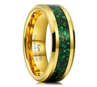 King Will Tungsten Carbide Wedding Band for Men - 8mm Black High Polished Wedding Band with Blue Green Sand Inlay for Everyday Wear Comfort Fit Men Size N to Z, 54.3 (17.3), Non-precious metal, No