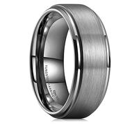 King Will Tungsten Carbide Wedding Ring for Men - 8mm Gunmetal Grey Matte Brushed Finish Comfort Fit Mens Wedding Band for Everyday Wear V (11)