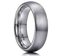 King Will TYRE 6mm Mens Silver Tungsten Carbide Ring Domed Brushed Finish Wedding Band for Men Comfort Fit 12