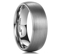King Will TYRE 8mm Silver Tungsten Carbide Ring Domed Matte Finish Ring Wedding Band Comfort Fit 7