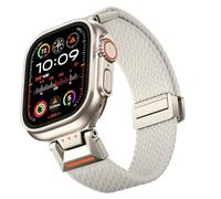 Kinganc Braided Stretchy Magnetic Band Compatible with Apple Watch Bands 49mm 46mm 45mm 44mm 42mm 41mm 40mm 38mm, Mecha-Style Soft Nylon Strap for iWatch Series 11 10 9 8 7 6 SE Ultra 3 2 1 Men Women