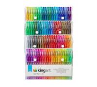 KINGART 400-80 GLITTER Rollerball GEL PENS, 80 Sparkling Colors with Soft-Grip Comfort, XL Ink Cartridge - For Coloring, Doodling, Scrapbooking, Journaling and General Use, All Ages, 80 Pens