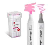 KINGART 424-12C PRO Double-Ended Alcohol Ink Art Markers, 12 BRIGHT FLORAL Colors, Fine Point & Chisel Tips, Permanent with Superior Blendability, Includes Plastic Case, 12 Pc.