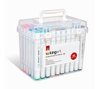 KINGART 424-60 PRO Double-Ended Alcohol Ink Art Markers, 60 COLORS, Fine Point & Chisel Tips, Permanent with Superior Blendability, Includes Plastic Case, 60 Pc.