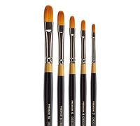 KINGART B-011 Premium 5 pc. Original Gold 9500 Series Filbert Brush Set, Synthetic Golden Taklon for Acrylic, Oil, Watercolor Paint, Short Handle, 5 Brushes Sizes: 2, 4, 6, 8, 10