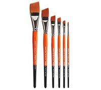KINGART B-014 Premium 6 pc. Radiant 6400 Series Angular Shader Artist Brush Set, Synthetic Taklon for Acrylic, Oil Watercolor Paint, Short Handle, 6 Brushes Sizes: 1/8", 1/4", 3/8", 1/2", 3/4", 1"