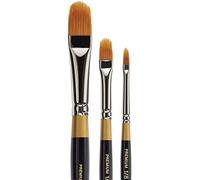 KINGART B-021 Premium 3 pc. Original Gold 9520 Series Filbert Rake Brush Set, Synthetic Golden Taklon for Acrylic, Oil, Watercolor Paint, Short Handle, 3 Brushes Sizes: 1/8", 1/4", 1/2"