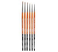 KINGART B-023 Premium 6 pc. Radiant 6650 Series Spotter Artist Brush Set, Synthetic Taklon for Acrylic, Oil, Watercolor Paint, Short Handle, 6 Brushes Sizes: 18/0, 10/0, 5/0, 3/0, 2/0, 0